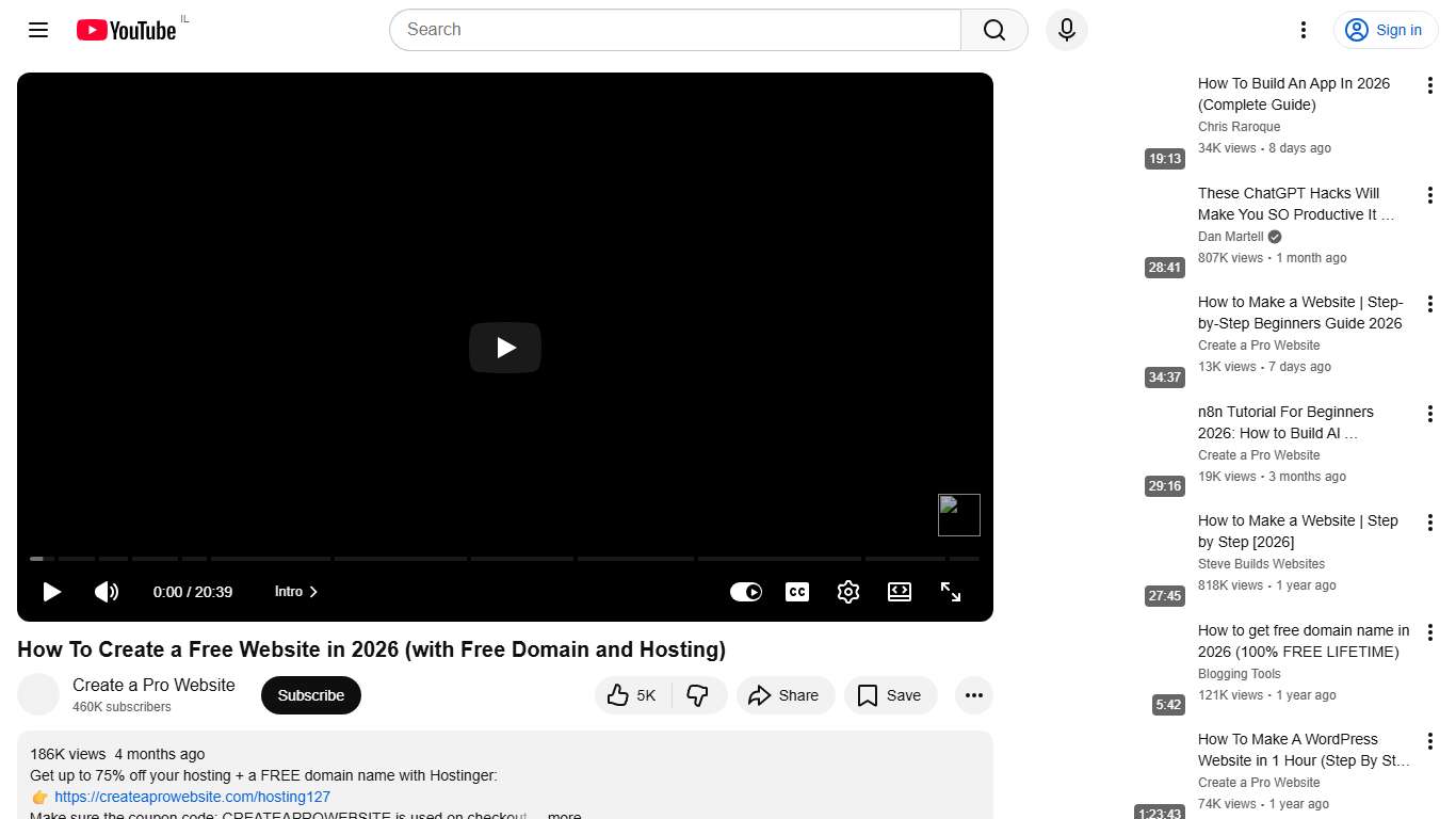 How To Create a Free Website in 2026 (with Free Domain and Hosting) - YouTube